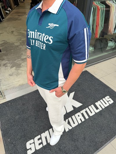 Petrol Yıkamalı Forma T-Shirt 