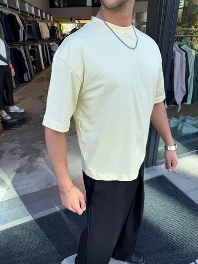 Sarı SNZ Box-Fıt Basic T-shirt 