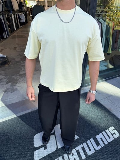 Sarı SNZ Box-Fıt Basic T-shirt 