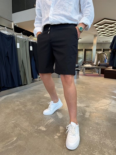 Siyah %100 Cotton Keten Şort NGR103