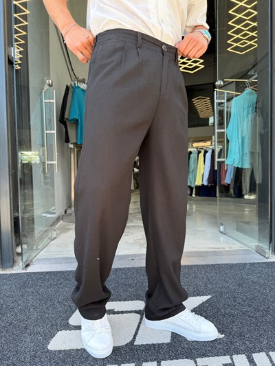 Siyah %100 Pamuk Keten GG Pantolon