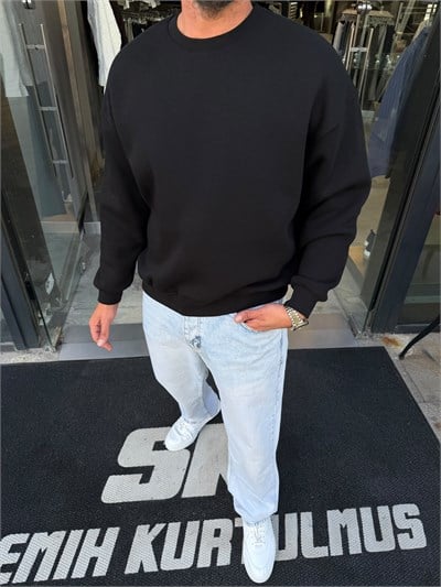 Siyah Boxy Fit Basic Sweat SN5102