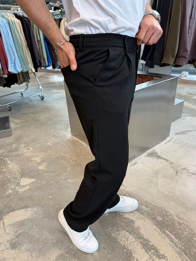 Siyah Dyogonell Kumaş Regular Kalıp Pantolon RT5021-1245