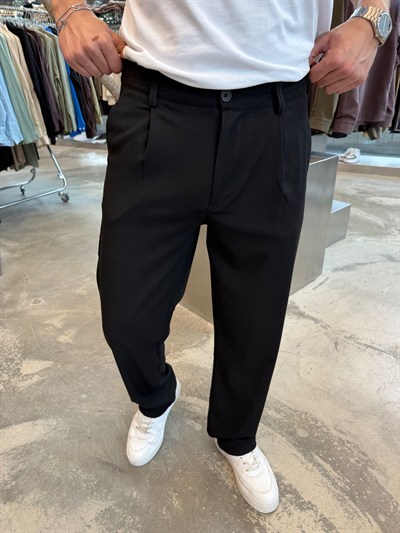 Siyah Dyogonell Kumaş Regular Kalıp Pantolon RT5021-1245