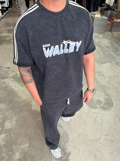 Siyah ESN Yıkamalı Box-Fit T-Shirt 