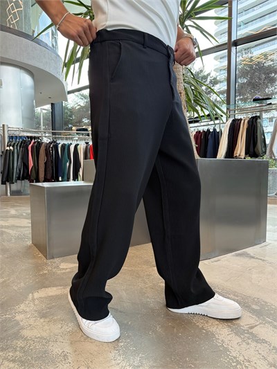 Siyah Fitilli Baggy Pantolon W5122