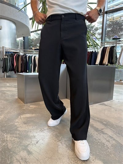 Siyah Fitilli Baggy Pantolon W5122