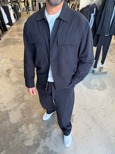 Siyah Gabardin Üst Cepli Takım -2512