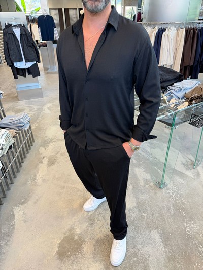 Siyah Gömlekli Kırinkıl Kumaş Takım -M2788