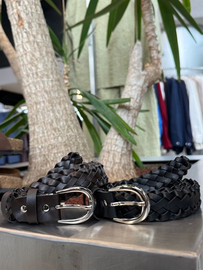 Siyah Hakiki Deri Hasır Kemer