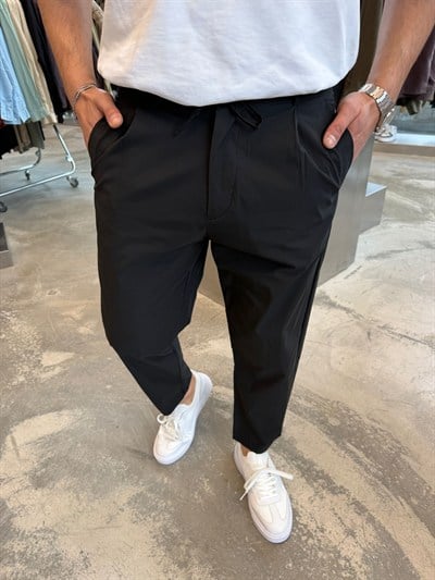 Siyah İthal Paraşüt Kumaş Pantolon RT5107