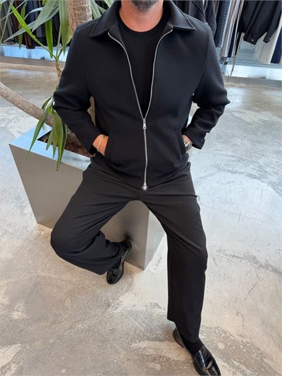 Siyah Kısa Kaşe Kaban ASF97