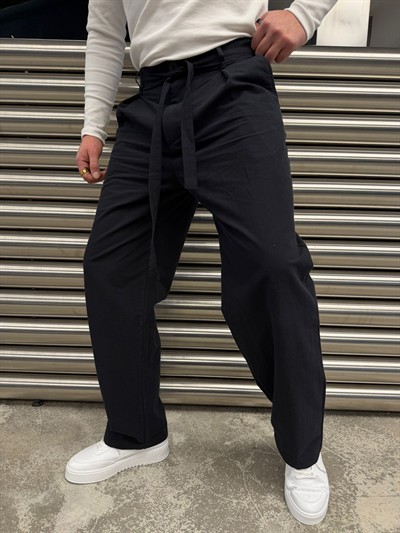 Siyah Kuşaklı Model Kumaş Pantolon -2512-261063