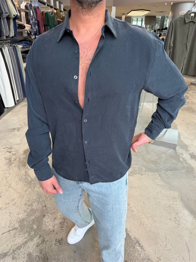 Siyah Liosell Kumaş Gömlek  SPF5123