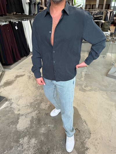 Siyah Liosell Kumaş Gömlek  SPF5123