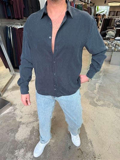 Siyah Liosell Kumaş Gömlek  SPF5123