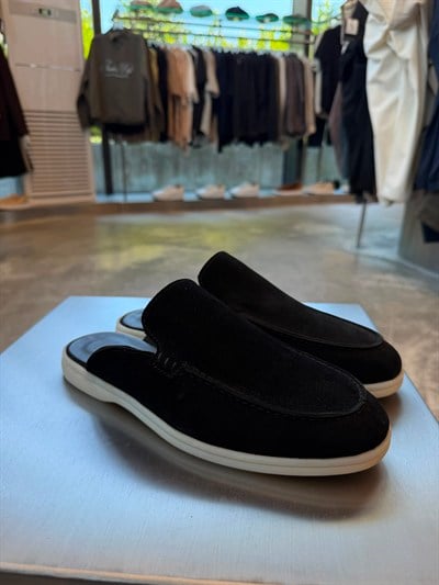 Siyah Loro SK Orjinal Dana Derisi Loafer Terlik SK-129