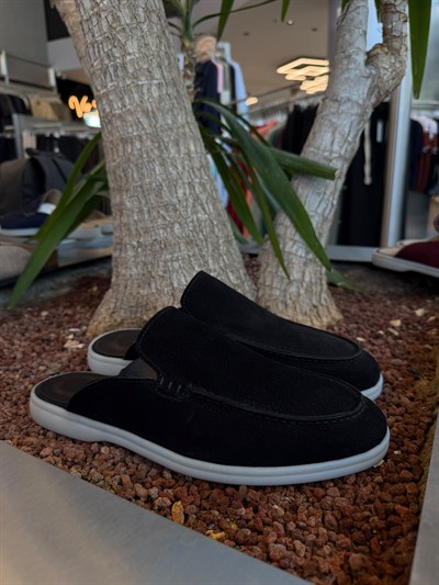 Siyah Loro SK Orjinal Dana Derisi Loafer Terlik SK-129