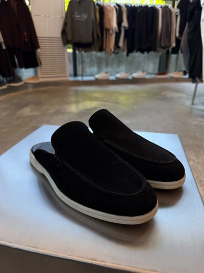 Siyah Loro SK Orjinal Dana Derisi Loafer Terlik SK-129