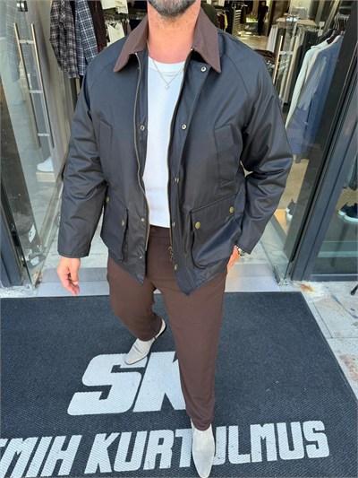 Siyah MR Yağlı Kumaş Urban Ceket
