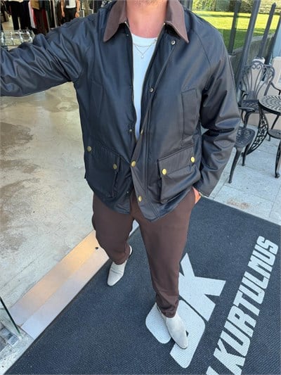 Siyah MR Yağlı Kumaş Urban Ceket