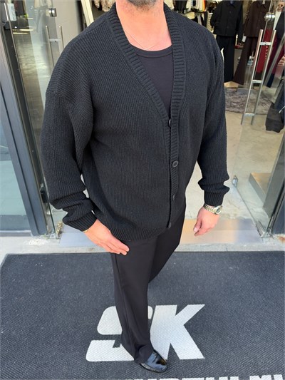 Siyah Oversize Triko Hırka SF88