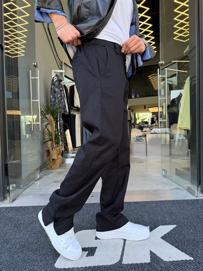 Siyah Paça Fermuarlı Gabardin PNT -W5025