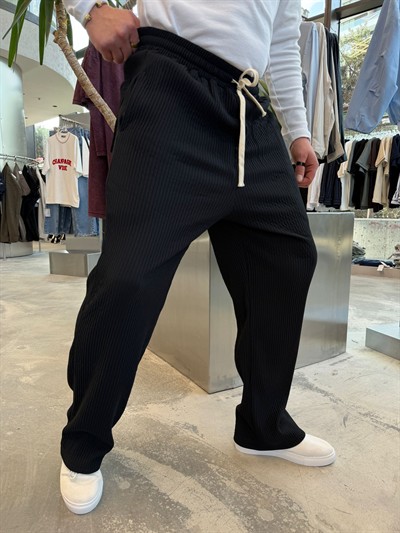 Siyah Rachell Ottoman Kumaş Pantalon 