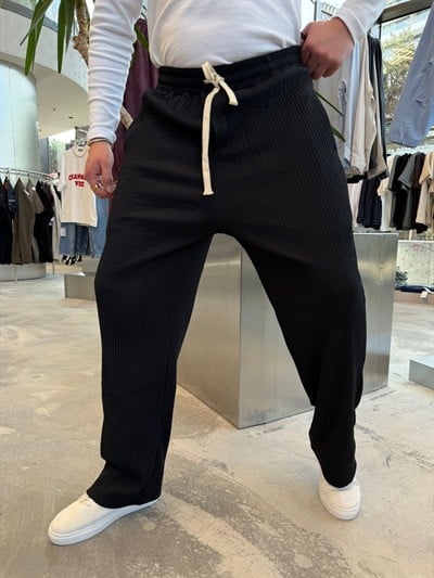 Siyah Rachell Ottoman Kumaş Pantalon 