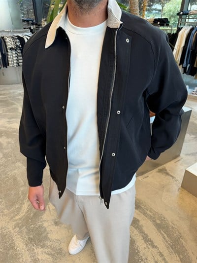 Siyah SNZ Modal kumaş mevsimlik ceket