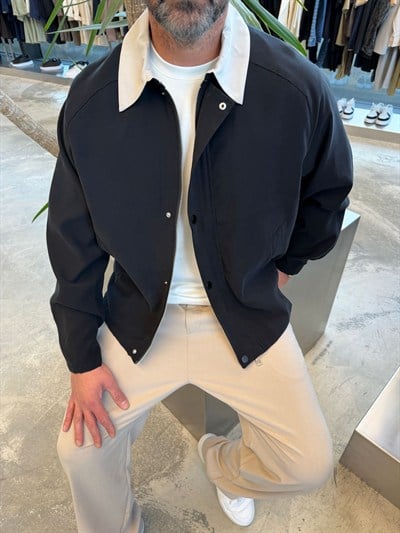 Siyah SNZ Modal kumaş mevsimlik ceket