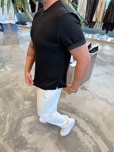Siyah SPF Oys Kumaş T-Shirt -5004