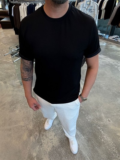 Siyah SPF Oys Kumaş T-Shirt -5004