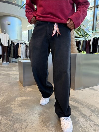 Siyah Super Baggy Kot Pantolon WE4051