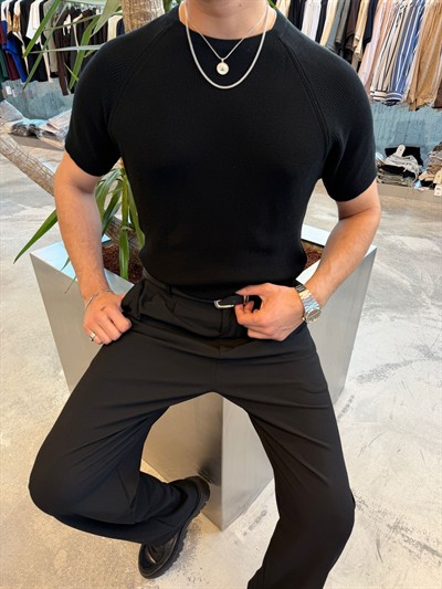 Siyah Triko T-Shirt -SNZ7235