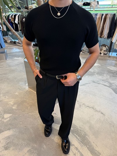 Siyah Triko T-Shirt -SNZ7235