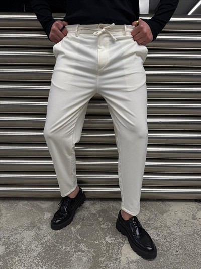 SPF Beyaz Havuç Kesim Kumaş Pantolon -4065