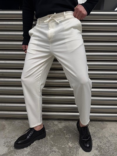 SPF Beyaz Havuç Kesim Kumaş Pantolon -4065