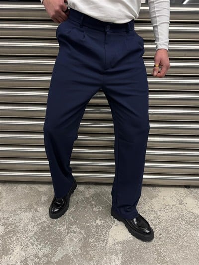 SPF Lacivert Pileli Baggy Kumaş -4032