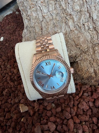 TURKUAZ KADRAN BRONZ ÇELİK KORDON SAAT