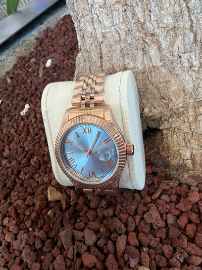 TURKUAZ KADRAN BRONZ ÇELİK KORDON SAAT