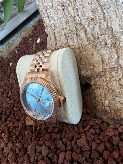 TURKUAZ KADRAN BRONZ ÇELİK KORDON SAAT