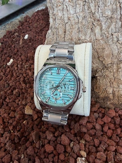 TURKUAZ KADRAN KRONOGRAF ÇELİK KORDON SAAT