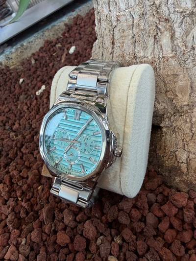 TURKUAZ KADRAN KRONOGRAF ÇELİK KORDON SAAT