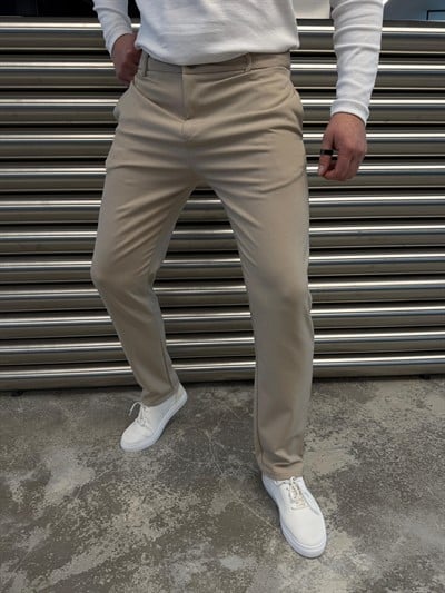 W Yandex Krem Kumaş Pantolon -5085