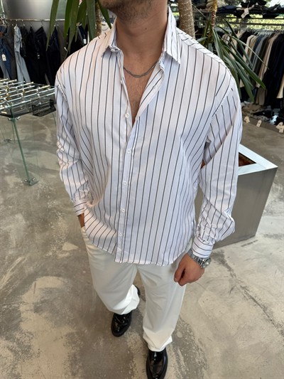 WLM Beyaz Çizgili Gömlek