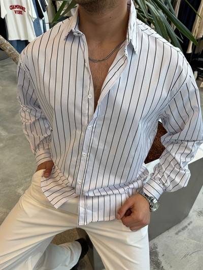 WLM Beyaz Çizgili Gömlek