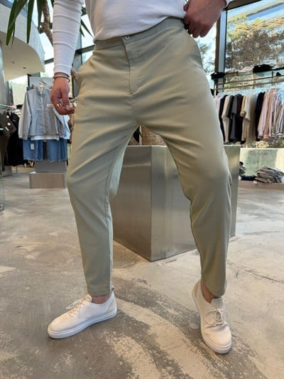 Yeşil Bel Lastikli Pantolon -W5032