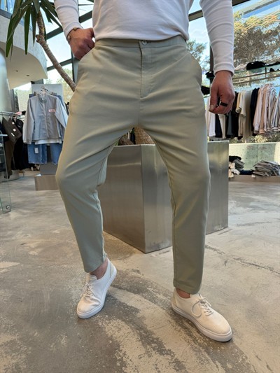 Yeşil Bel Lastikli Pantolon -W5032
