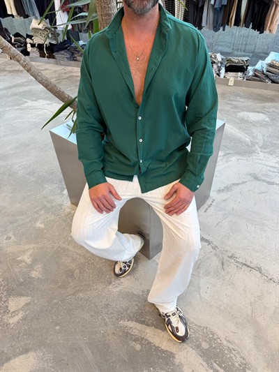 Yeşil Fresh Keten Gömlek -G5138